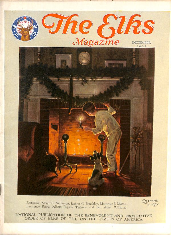Best wishes are what this boy is hoping will come true. Elks magazine cover from Dec 1922, painted by Norman Rockwell.