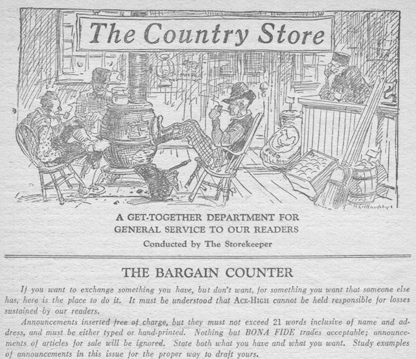 The Bargain Counter, department of Ace-High Magazine's The Country Store