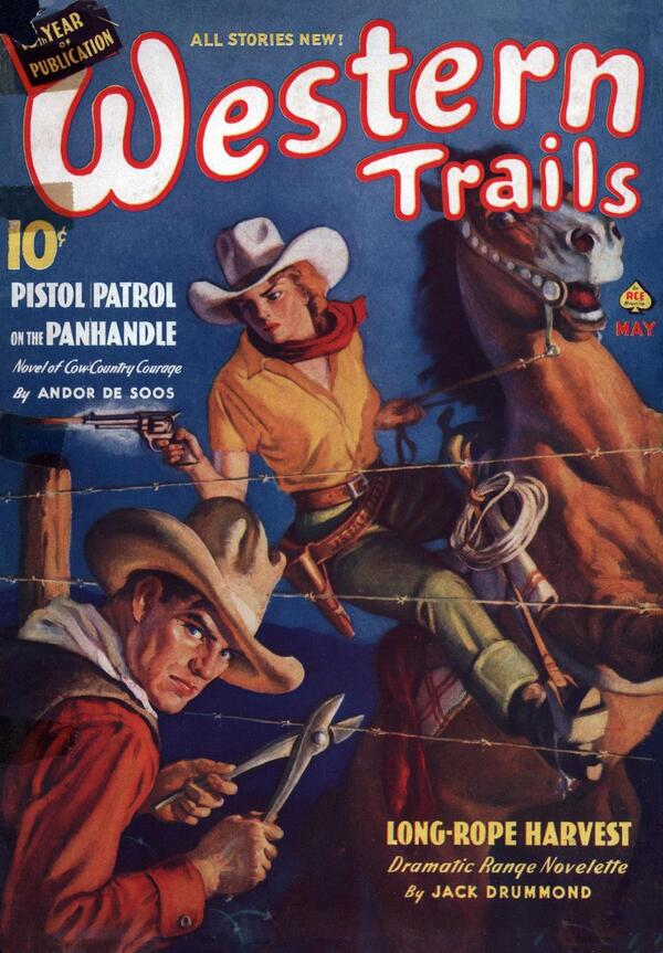 Western Trails, May 1938 cover by Rafael DeSoto