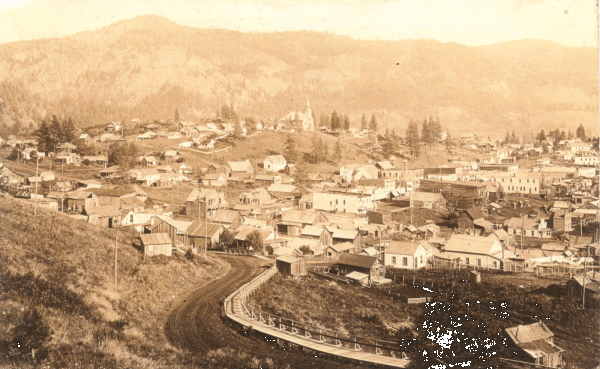 A view of Republic, Washington c. 1915, as Bob and Cherry Wilson might have seen coming down from their mountain homestead.